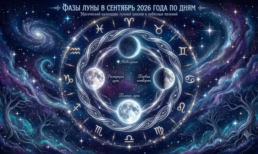 Фазы Луны в сентябре 2026: Лунный календарь по дням для удачи 🌙