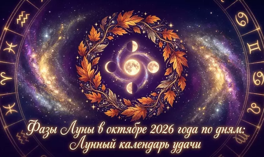 Фазы Луны в октябре 2026 года по дням: Лунный календарь удачи 🌙
